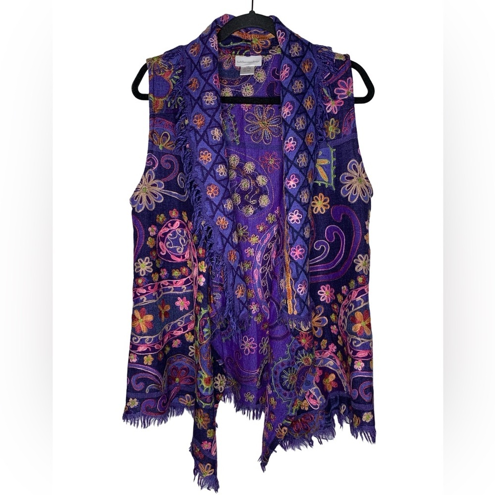 Soft Surroundings Wool Fringe Trim Vest
